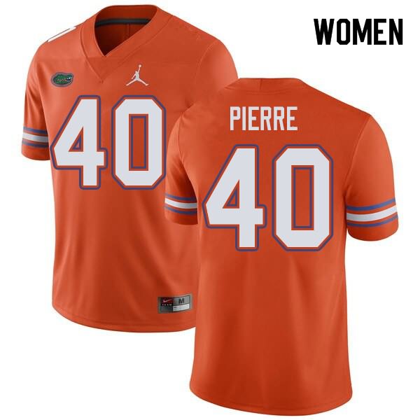 Women's NCAA Florida Gators Jesiah Pierre #40 Stitched Authentic Jordan Brand Orange College Football Jersey LJV7065NZ